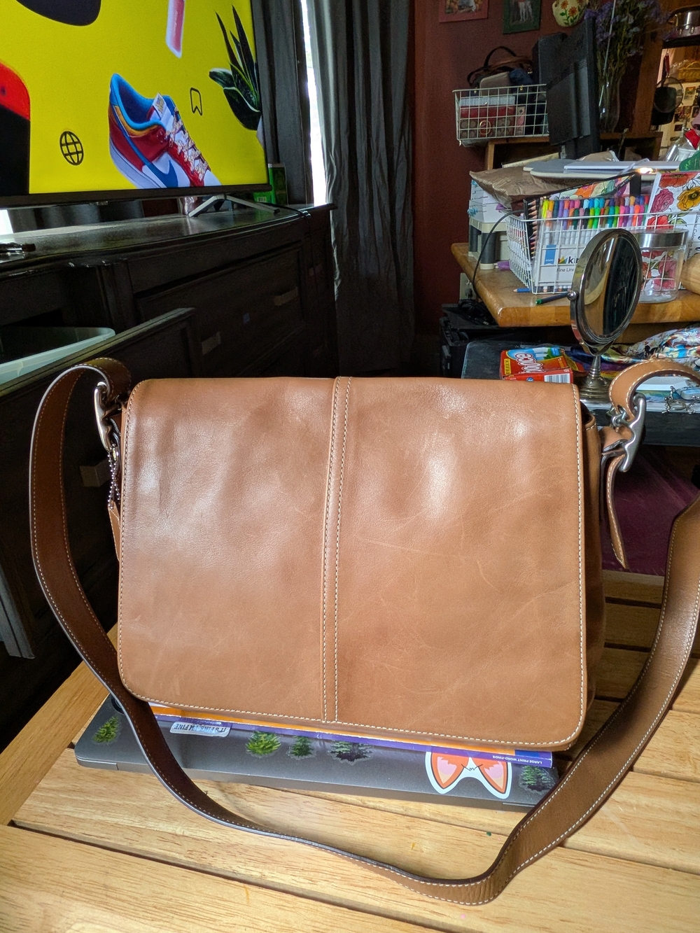 Coach Tan Smooth Leather Crossbody Messenger